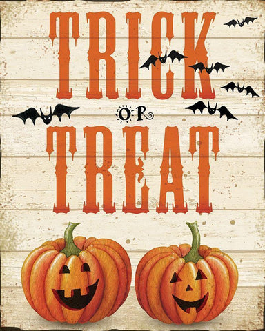 Trick or Treat White Modern Wood Framed Art Print with Double Matting by P.S. Art
