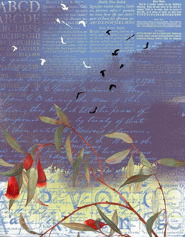 Floral Collage III White Modern Wood Framed Art Print with Double Matting by P.S. Art