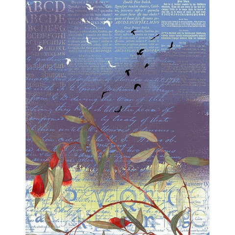 Floral Collage III Black Modern Wood Framed Art Print with Double Matting by P.S. Art