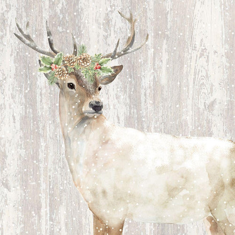 Holiday Deer White Modern Wood Framed Art Print by P.S. Art