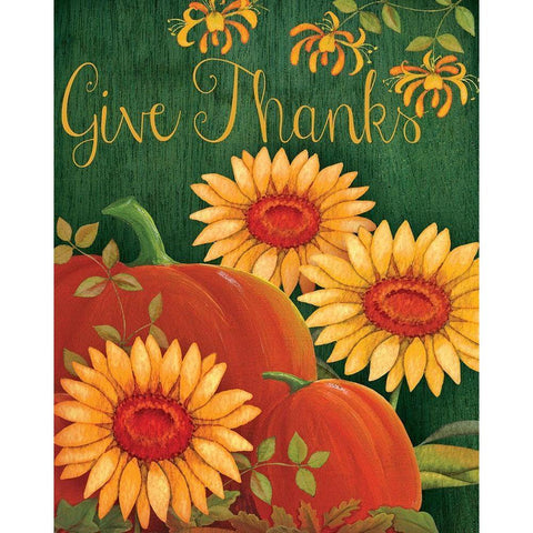Give Thanks Floral White Modern Wood Framed Art Print by P.S. Art