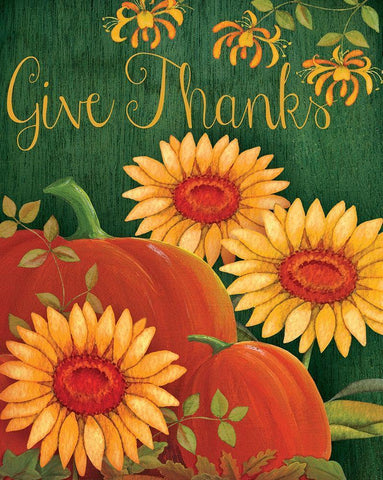 Give Thanks Floral Black Ornate Wood Framed Art Print with Double Matting by P.S. Art