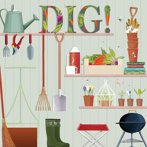 Dig White Modern Wood Framed Art Print by P.S. Art