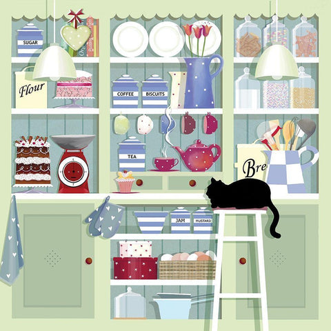 Kitchen Time Black Modern Wood Framed Art Print with Double Matting by P.S. Art