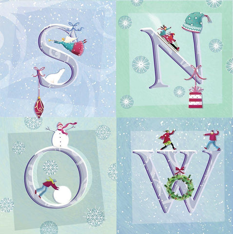 Snow Flake White Modern Wood Framed Art Print with Double Matting by P.S. Art