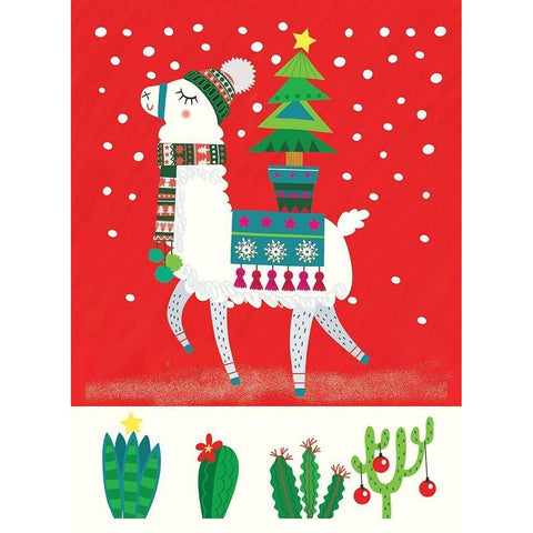 Llama Christmas II Black Modern Wood Framed Art Print with Double Matting by P.S. Art