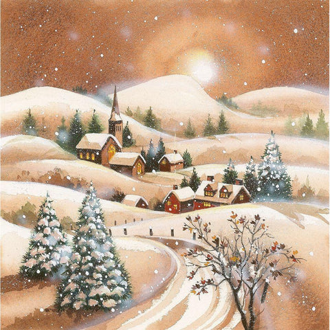 Christmas Eve Gold Ornate Wood Framed Art Print with Double Matting by P.S. Art