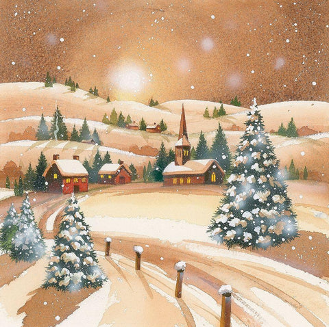Evening Before Christmas Black Ornate Wood Framed Art Print with Double Matting by P.S. Art
