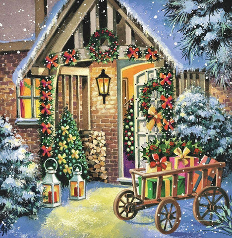 Christmas Bliss Black Ornate Wood Framed Art Print with Double Matting by P.S. Art