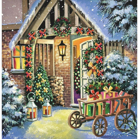 Christmas Bliss Black Modern Wood Framed Art Print with Double Matting by P.S. Art