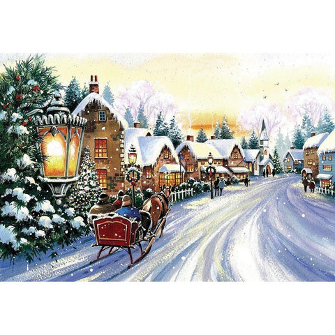 Sleigh Ride w/ You Black Modern Wood Framed Art Print with Double Matting by P.S. Art