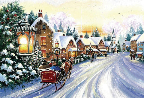 Sleigh Ride w/ You White Modern Wood Framed Art Print with Double Matting by P.S. Art