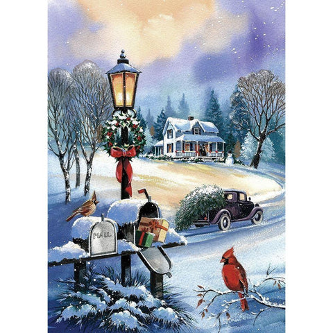 Christmas Mail White Modern Wood Framed Art Print by P.S. Art