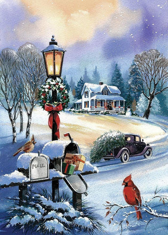 Christmas Mail Black Ornate Wood Framed Art Print with Double Matting by P.S. Art