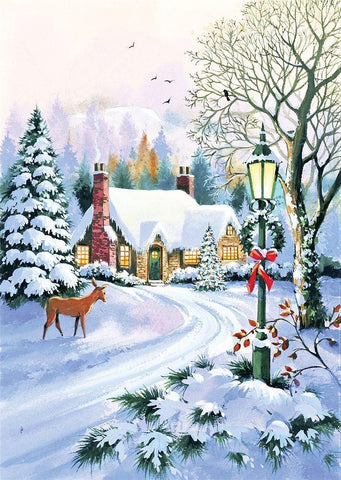 Blissful Snow Black Ornate Wood Framed Art Print with Double Matting by P.S. Art