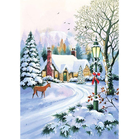 Blissful Snow Black Modern Wood Framed Art Print with Double Matting by P.S. Art