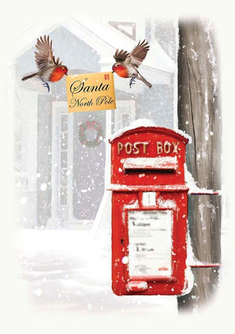 Christmas Mail White Modern Wood Framed Art Print with Double Matting by P.S. Art