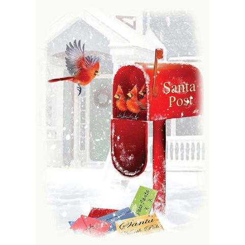 Santas Post White Modern Wood Framed Art Print by P.S. Art