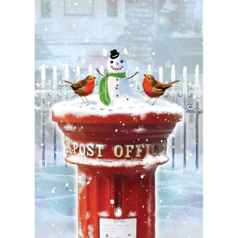 Post Office Snowman White Modern Wood Framed Art Print by P.S. Art