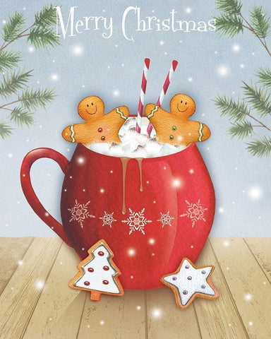 Merry Christmas  White Modern Wood Framed Art Print with Double Matting by P.S. Art