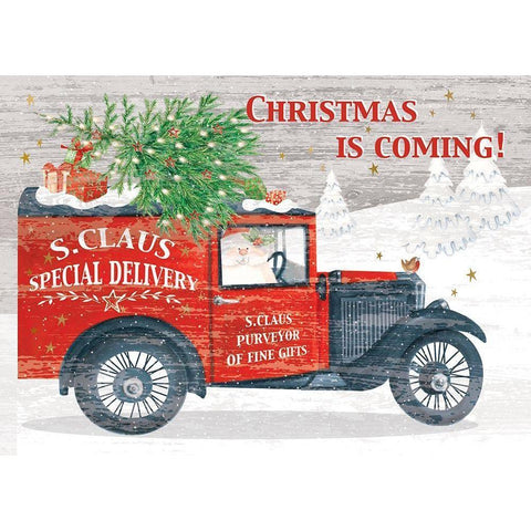 Christmas Delivery Black Modern Wood Framed Art Print with Double Matting by P.S. Art