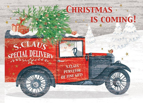 Christmas Delivery White Modern Wood Framed Art Print with Double Matting by P.S. Art