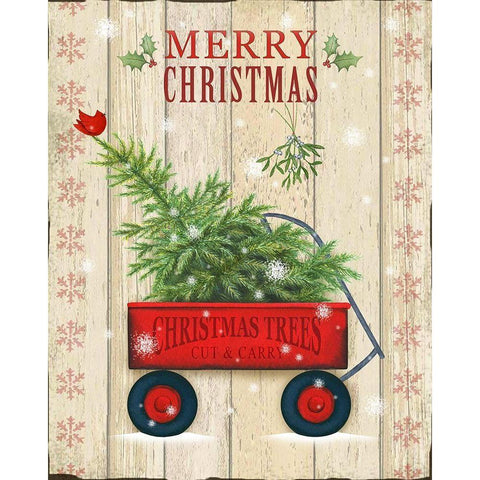 Christmas Trees Gold Ornate Wood Framed Art Print with Double Matting by P.S. Art