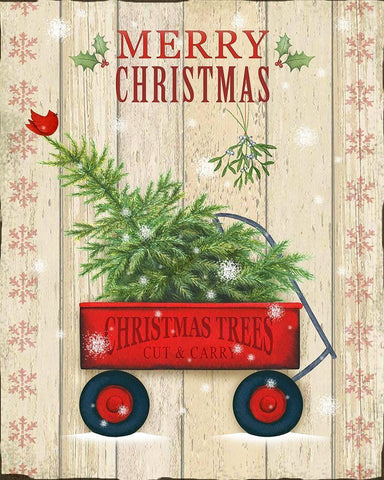 Christmas Trees Black Ornate Wood Framed Art Print with Double Matting by P.S. Art