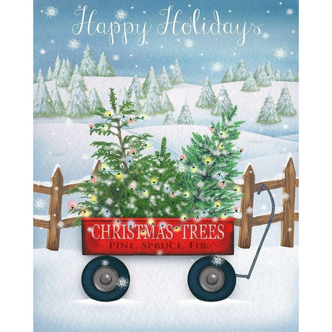 Happy Holidays Black Modern Wood Framed Art Print with Double Matting by P.S. Art