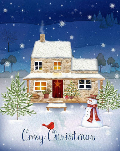 Cozy Christmas Black Ornate Wood Framed Art Print with Double Matting by P.S. Art