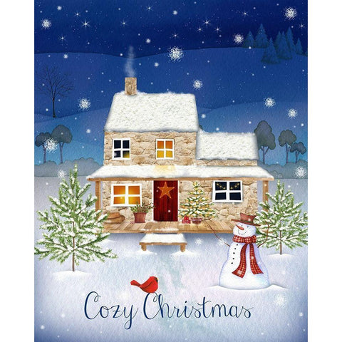 Cozy Christmas Black Modern Wood Framed Art Print by P.S. Art