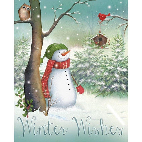 Winter Wishes Gold Ornate Wood Framed Art Print with Double Matting by P.S. Art