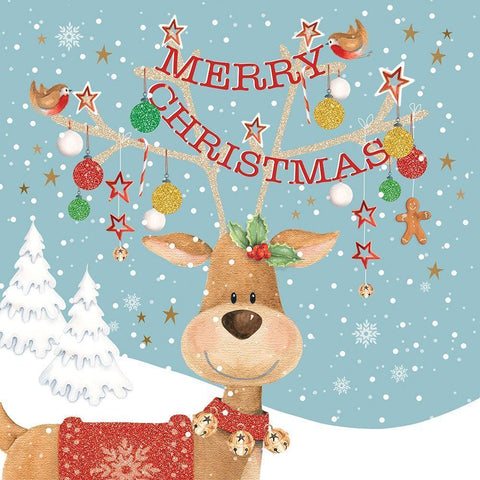 Merry Christmas  White Modern Wood Framed Art Print with Double Matting by P.S. Art