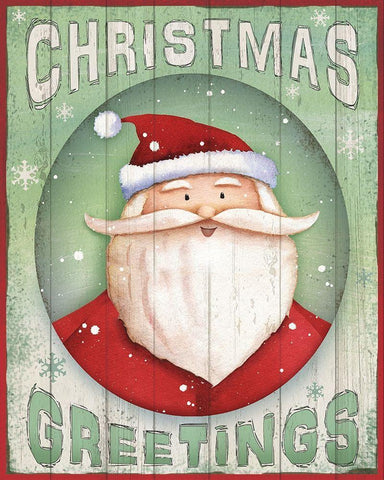 Christmas Greetings White Modern Wood Framed Art Print with Double Matting by P.S. Art