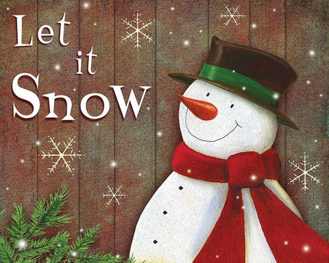 Let it Snow  White Modern Wood Framed Art Print with Double Matting by P.S. Art