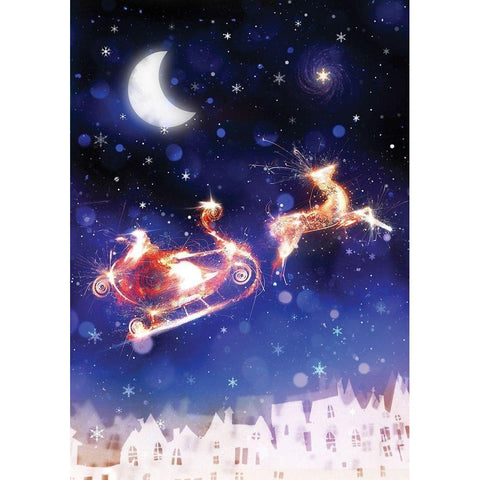 Santas Ride Black Modern Wood Framed Art Print with Double Matting by P.S. Art