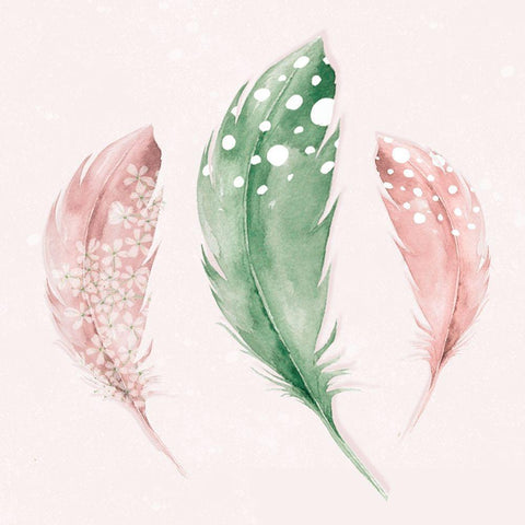 Feather Fun I Black Modern Wood Framed Art Print with Double Matting by P.S. Art