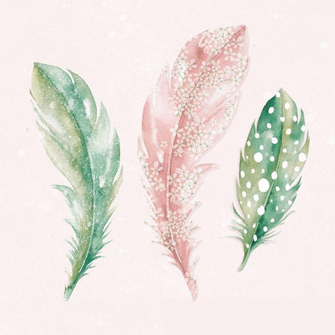 Feather Fun II White Modern Wood Framed Art Print with Double Matting by P.S. Art