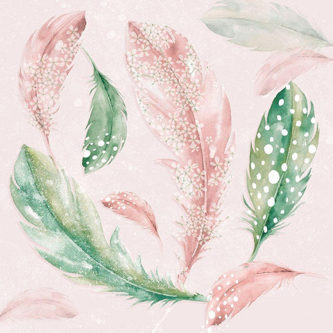 Feather Fun III White Modern Wood Framed Art Print by P.S. Art