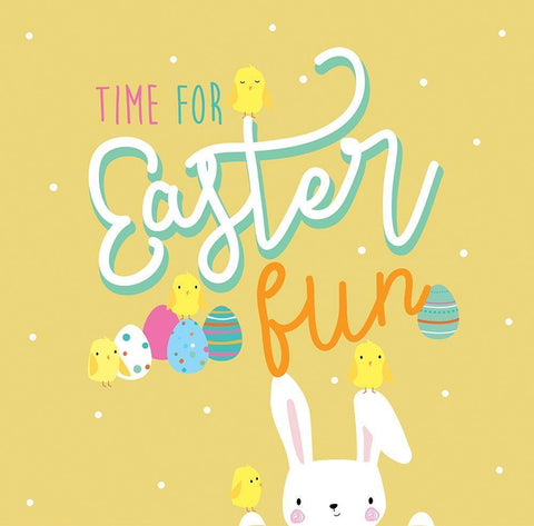 Easter Fun White Modern Wood Framed Art Print with Double Matting by P.S. Art