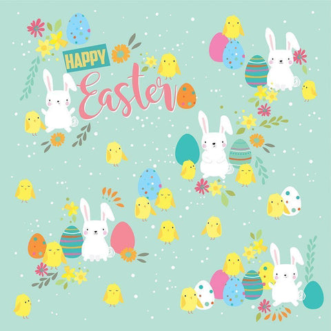 Happy Easter Black Modern Wood Framed Art Print with Double Matting by P.S. Art