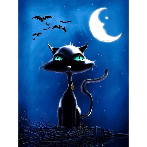 Black Cat Black Modern Wood Framed Art Print by P.S. Art