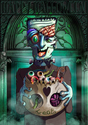 Frankenstein Black Ornate Wood Framed Art Print with Double Matting by P.S. Art