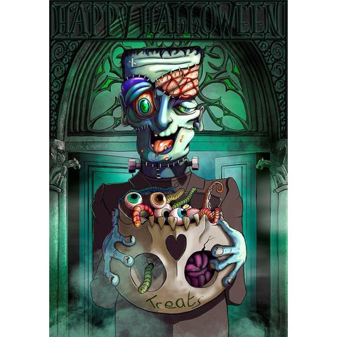 Frankenstein White Modern Wood Framed Art Print by P.S. Art