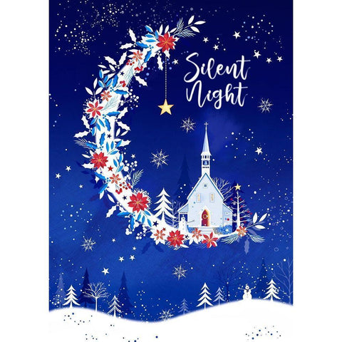 Silent Night Black Modern Wood Framed Art Print with Double Matting by P.S. Art