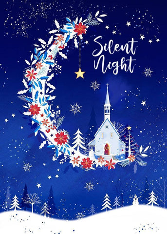 Silent Night White Modern Wood Framed Art Print with Double Matting by P.S. Art
