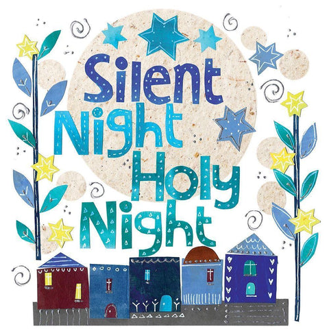 Silent Night Black Ornate Wood Framed Art Print with Double Matting by P.S. Art