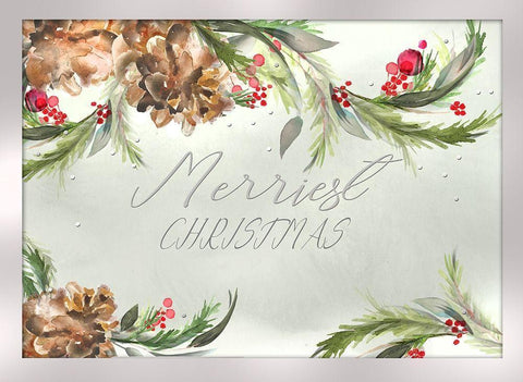 Merriest Christmas White Modern Wood Framed Art Print with Double Matting by P.S. Art