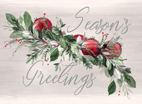 Seasons Greetings Black Ornate Wood Framed Art Print with Double Matting by P.S. Art