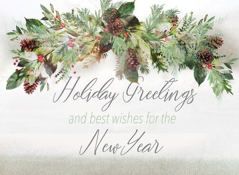 Holiday Greetings White Modern Wood Framed Art Print with Double Matting by P.S. Art